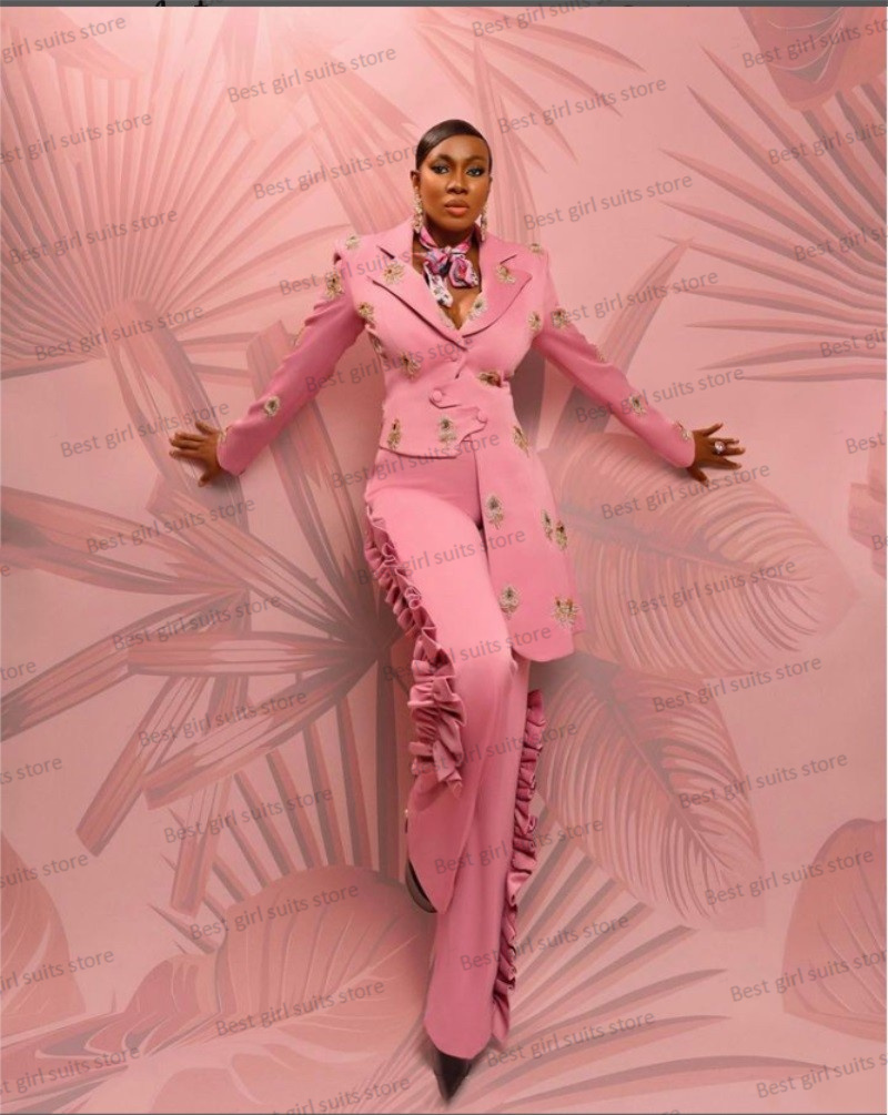 Women Formal Wear Outfits - Roze Bruiloft Damespak Set Blazer +