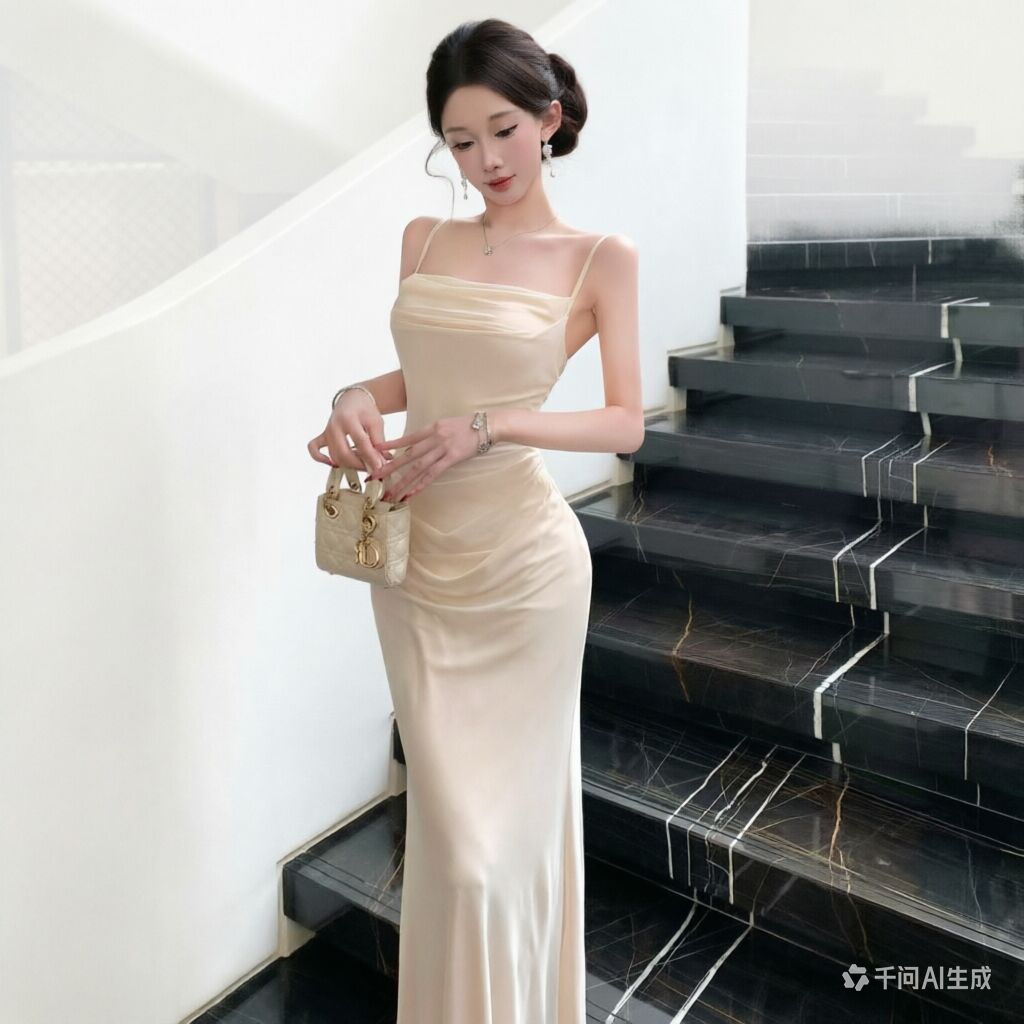 Formal Wear For Women Xl - Chique beige mesh slipdress, elegante avondjurk,