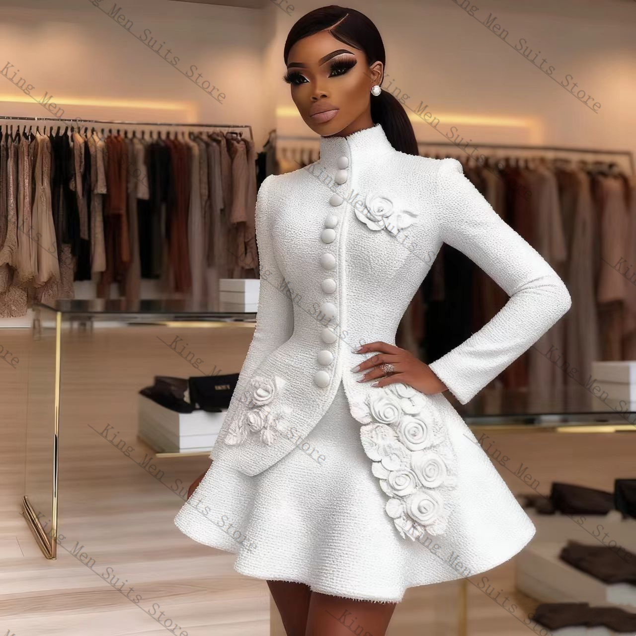 Women Luxury Formal Wear - Luxe Witte Vrouwen Pak Set 2