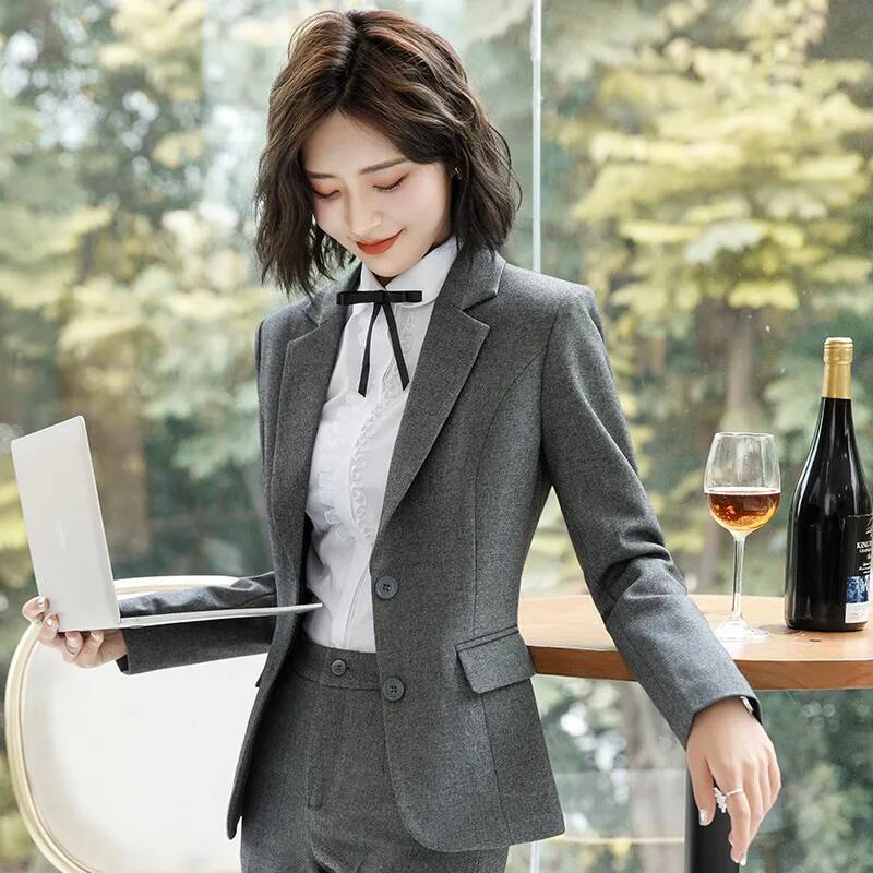 Women Formal Wear Winter - Nieuwigheid grijze formele blazers en jacks