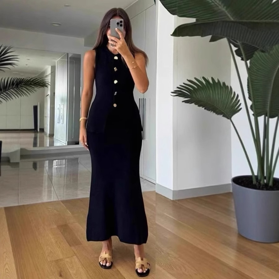 Women Formal Wear Outfits - Mouwloze bodycon-top met ronde hals, enkele