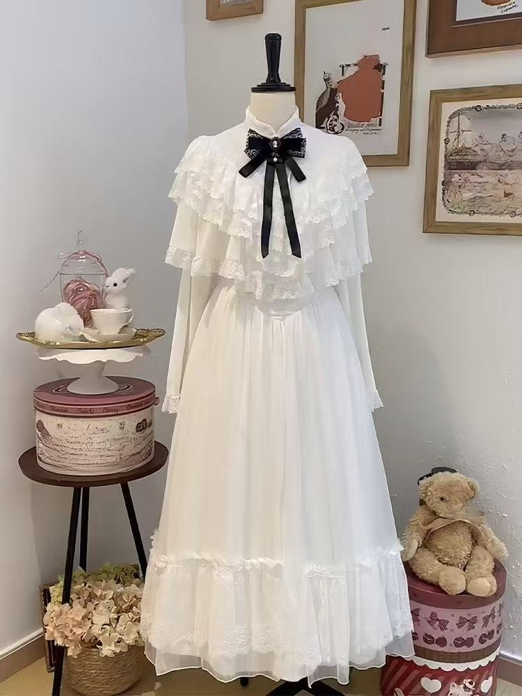 Women Formal Wear Outfits - Japanse kanten jurk met korte mouwen