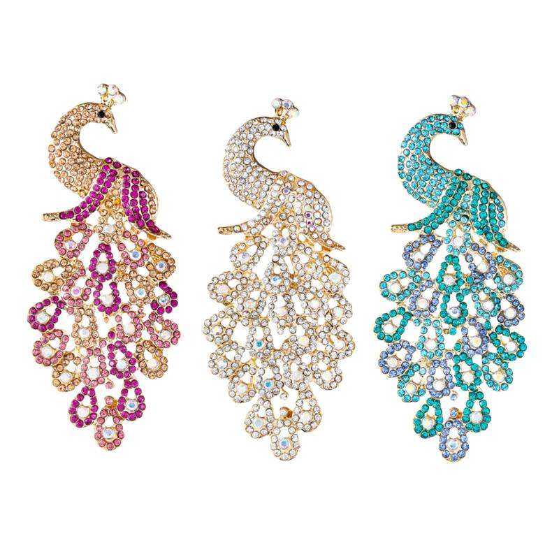 Women Formal Wear Look - Unieke pauwbroschepin voor damesmode, luxe strass-kristallook,