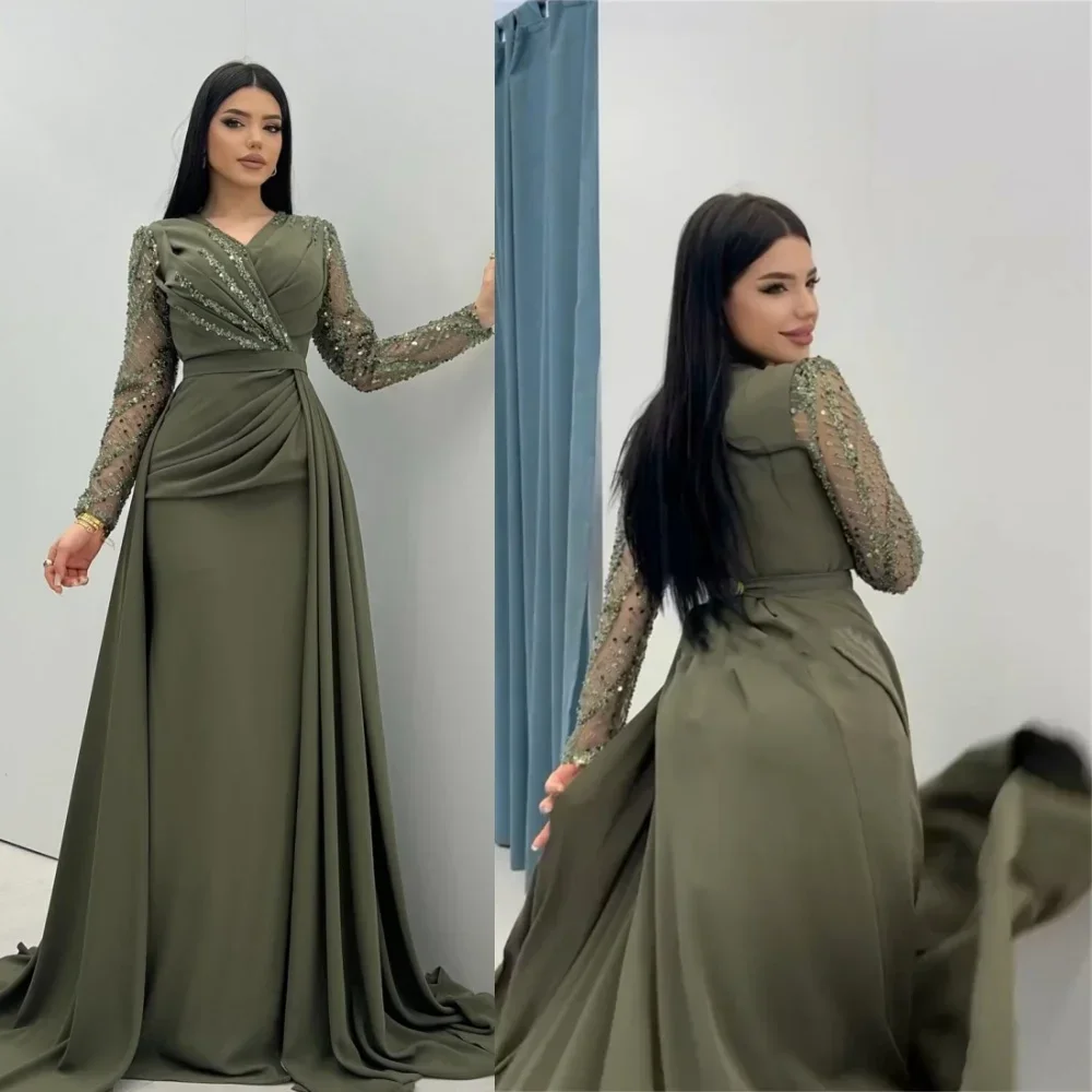 Women Luxury Formal Wear - Aangepaste galajurken Luxe kralen pailletten avondjurk