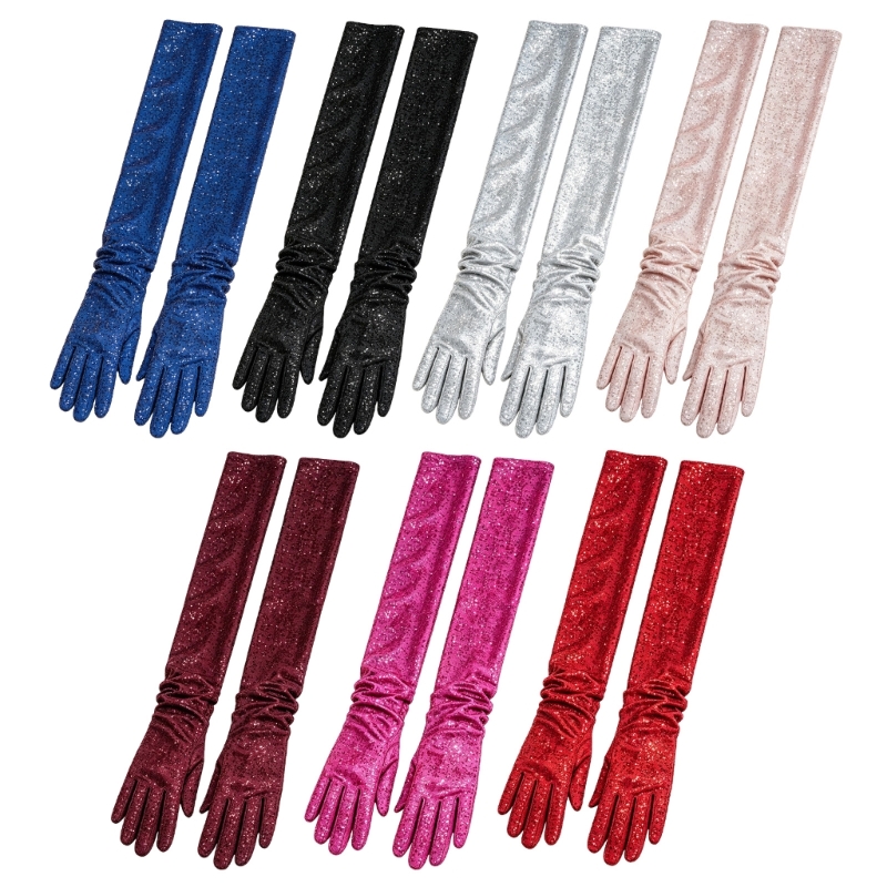 Women Formal Wear Look - formele handschoenen met lovertjesversiering, stretchhandschoenen met