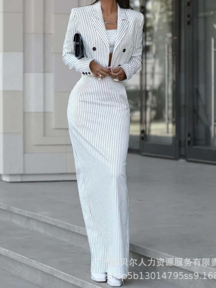 Gestreepte Blazer Jas & Slit R - Pencil Skirt Midi recensie en prijs