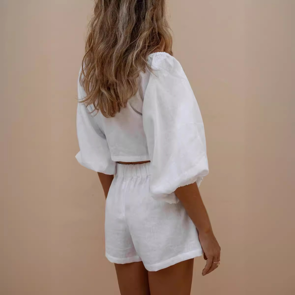Kanten Shorts Met Pofmouwen Zw - Monochrome Suit Set recensie en prijs