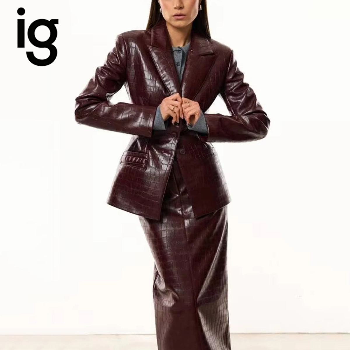 IG Dames Bourgondische Croc Ku - Pencil Skirt Midi recensie en prijs