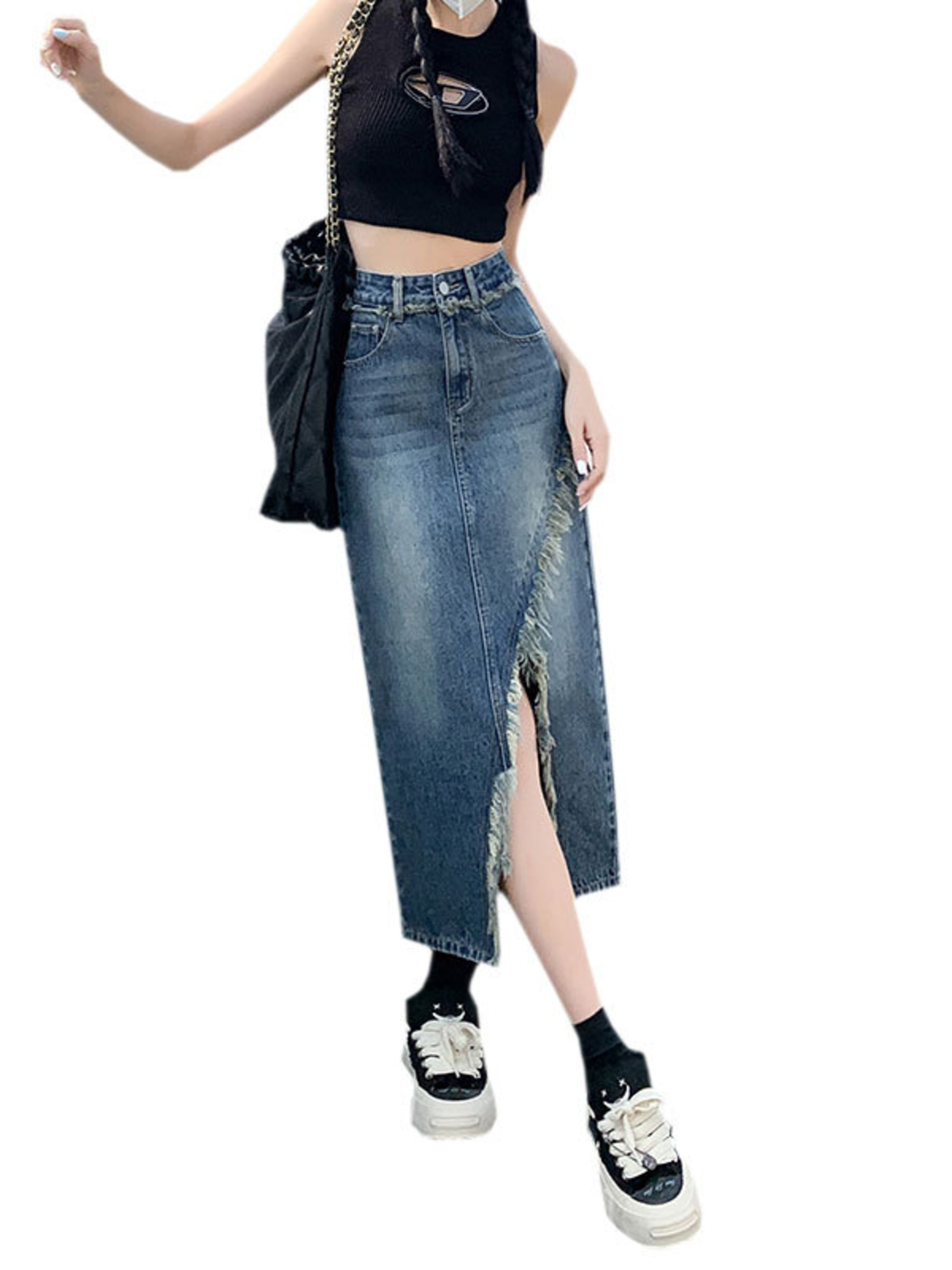 Dames denim rok met hoge taill - Pencil Skirt Midi recensie en prijs