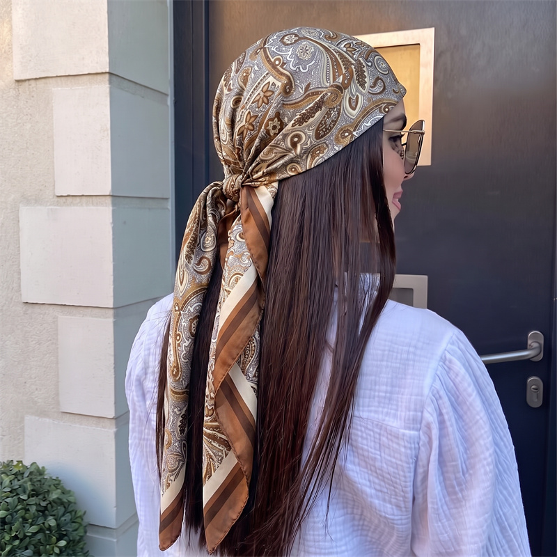 90CM Bruin Retro Paisley Satij - Women Luxury Formal Wear recensie en prijs