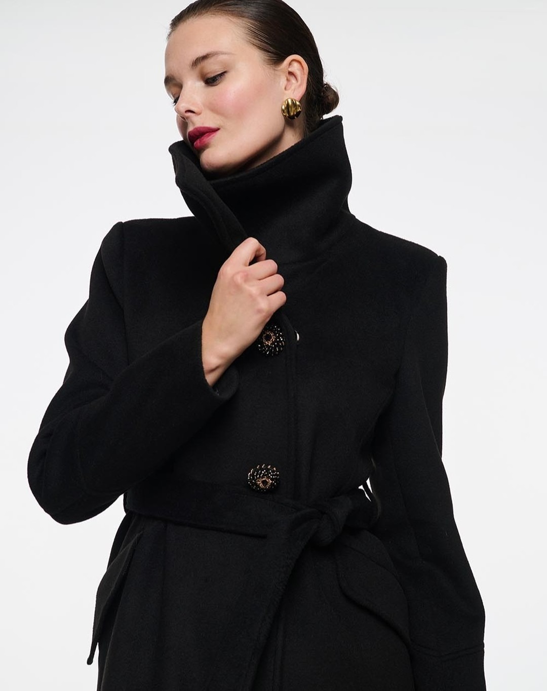 Vintage zwarte opstaande kraag - Women Formal Wear For Plus Size recensie en prijs