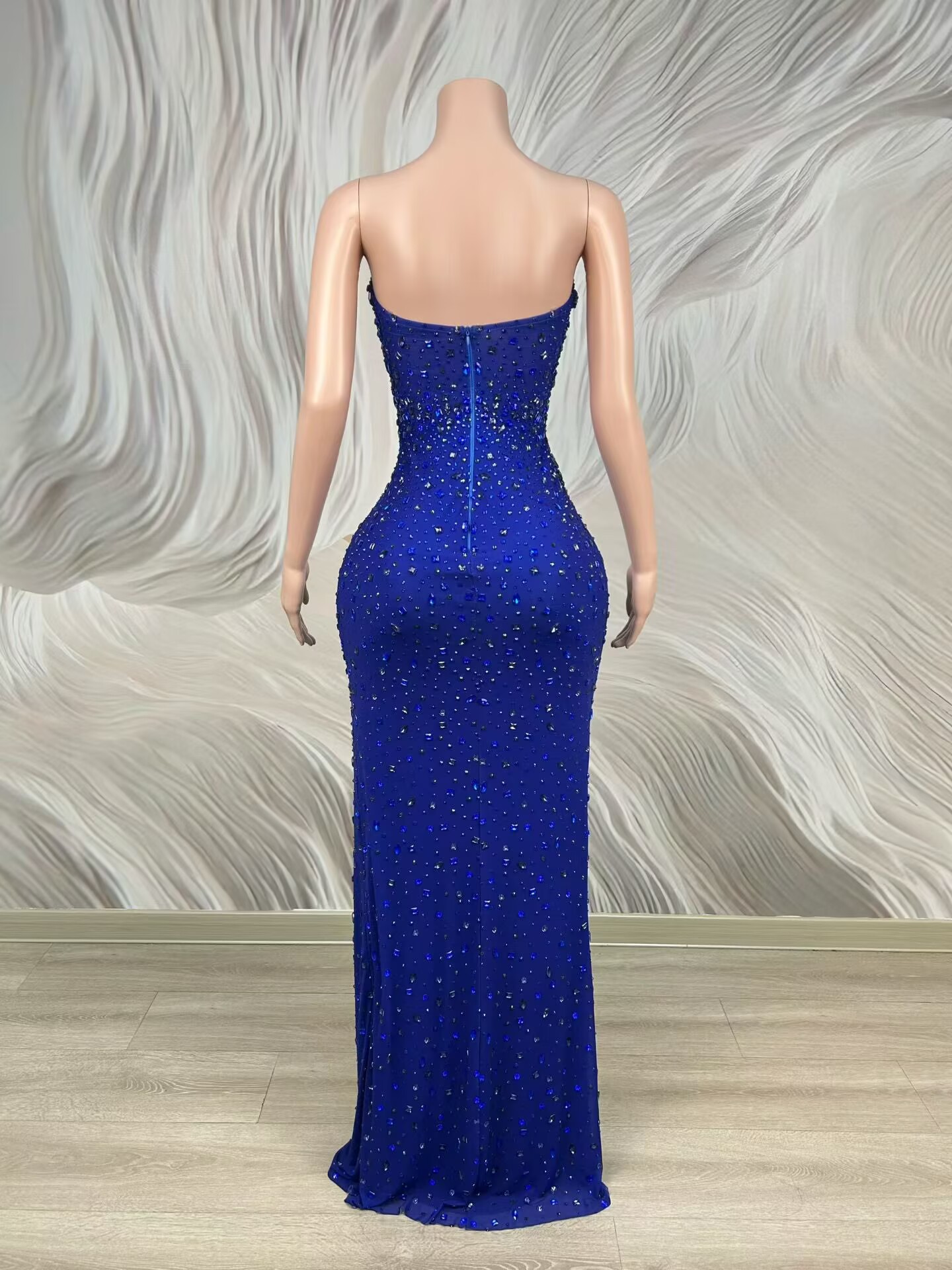 Glinsterende blauwe strapless  - Women Luxury Formal Wear recensie en prijs