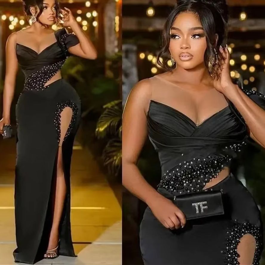 Zwarte satijnen plus size gala - Women Formal Wear For Plus Size recensie en prijs